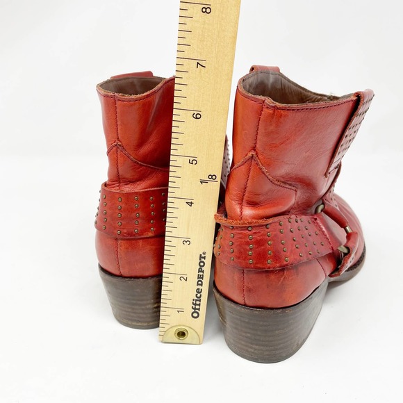 Kork-Ease Katie Red Studded Harness Western Moto Ankle Bootie - Picture 4 of 11